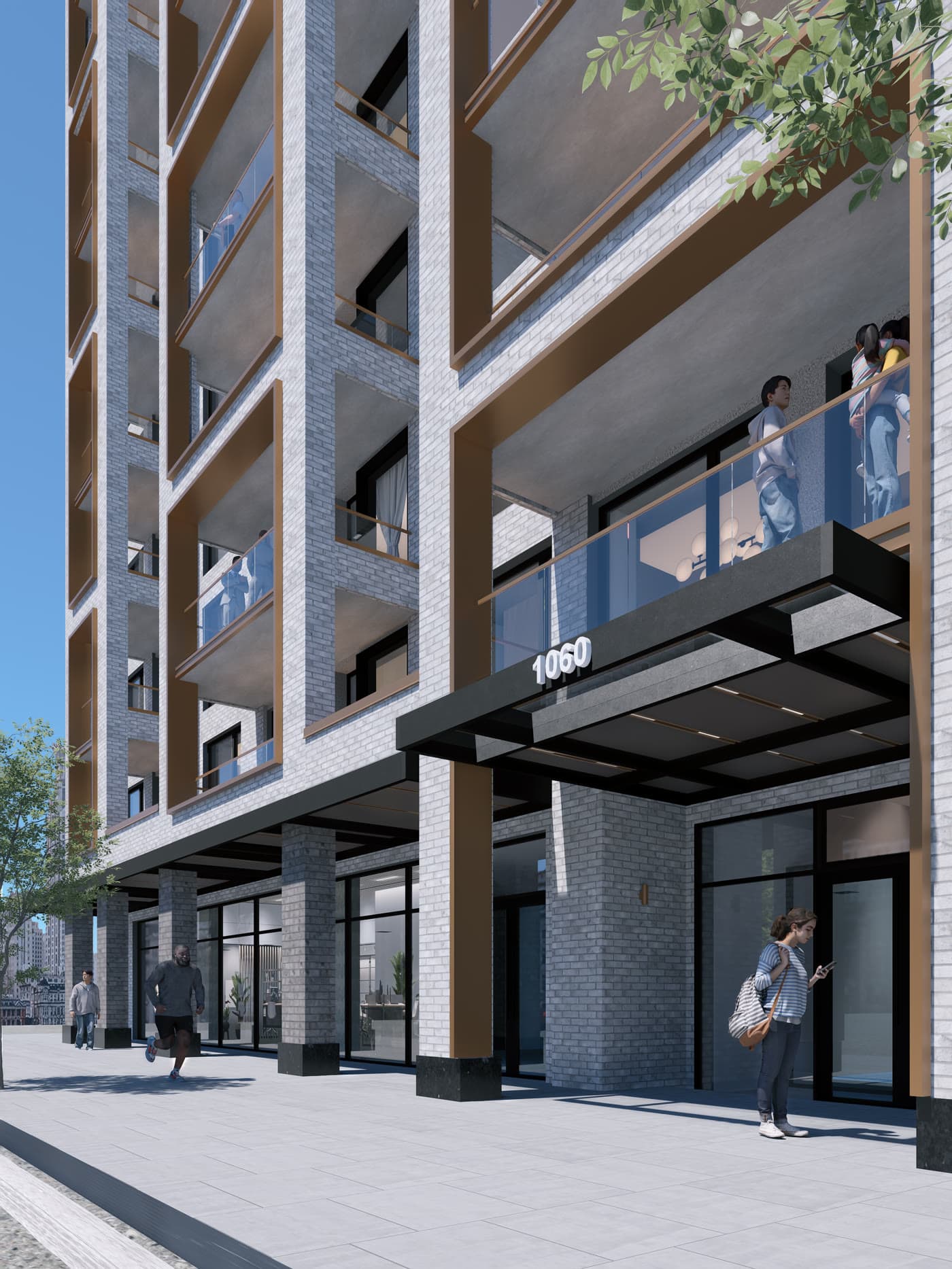 render · the Pacific Street entrance, 1060 signage